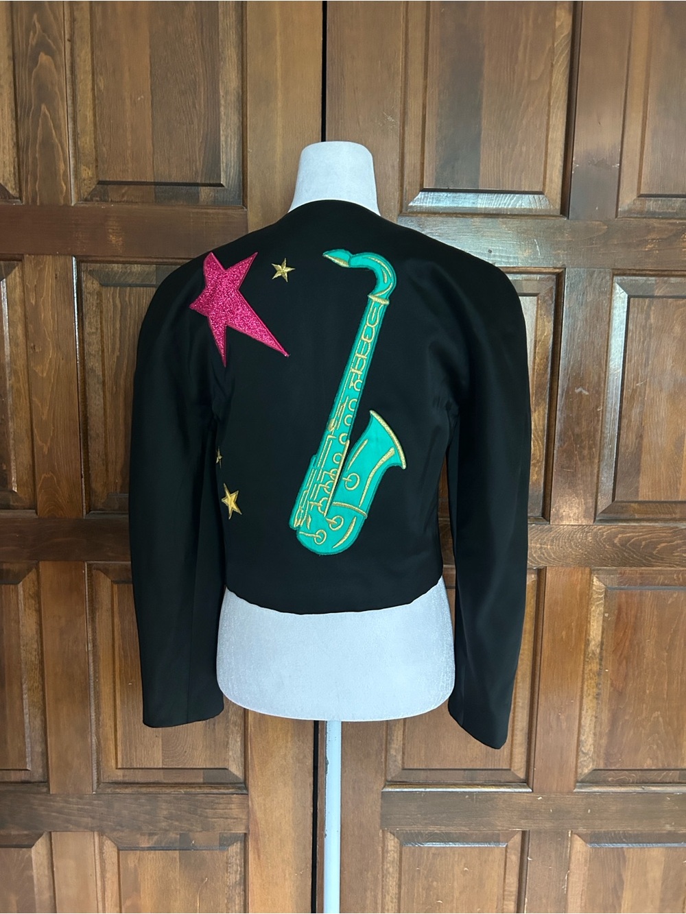 VTG Mondi West Germany Cropped Jacket Blazer 34 Pop Art Music Notes Bolero 80s - Picture 3 of 10